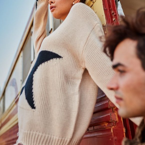 Starry Eyed Ivory Star Print Distressed Sweater - Picture 12 of 13